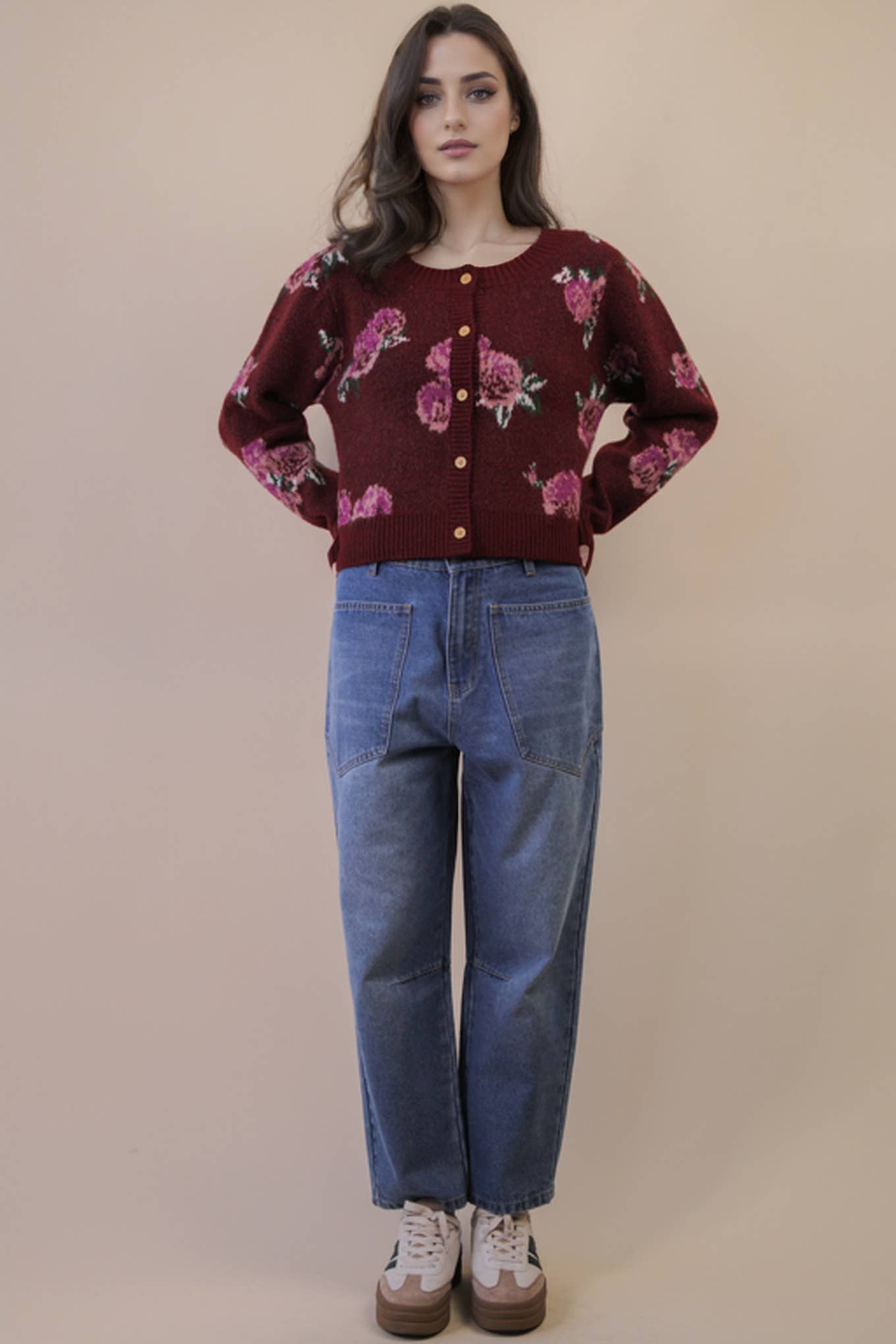 VERY J - Wholesale Cardigan - Women's - 12W3475N-Print & Solid Soft Knit Sweater Cardigan34