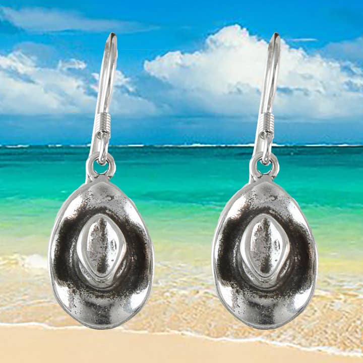 Texan 3D Cowboy Hat Earrings, Sterling Silver Cowboy Hat Dangle Earrings, E9467 Birthday Mother Gift, Texan Jewelry for wholesale by Paradise Treasures Jewelry