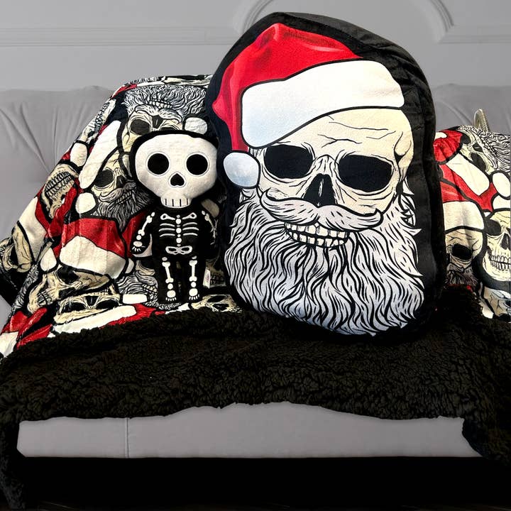 MaterialJill - Wholesale Throw Blanket - Creepmas, Halloween, Holiday Skeleton Santa Throw Blanket 4