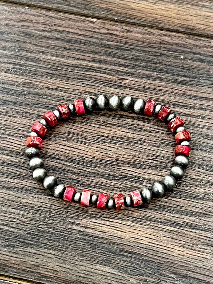 711510, Handmade Navajo Gemstone Stretch Bracelet for wholesale by ISAC Trading Inc