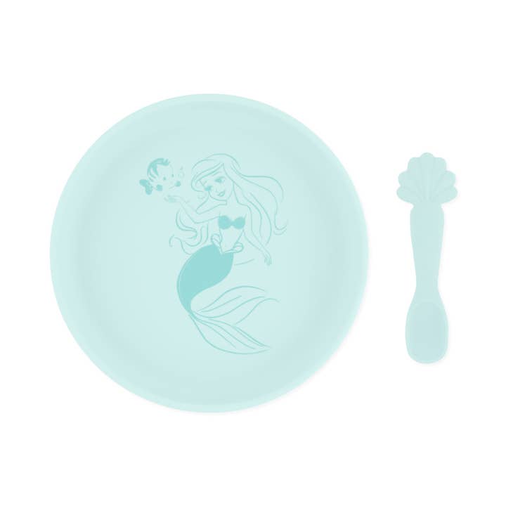 Ensemble assiette et cuillère en silicone : Disney Princess Ariel pour la vente par Bumkins