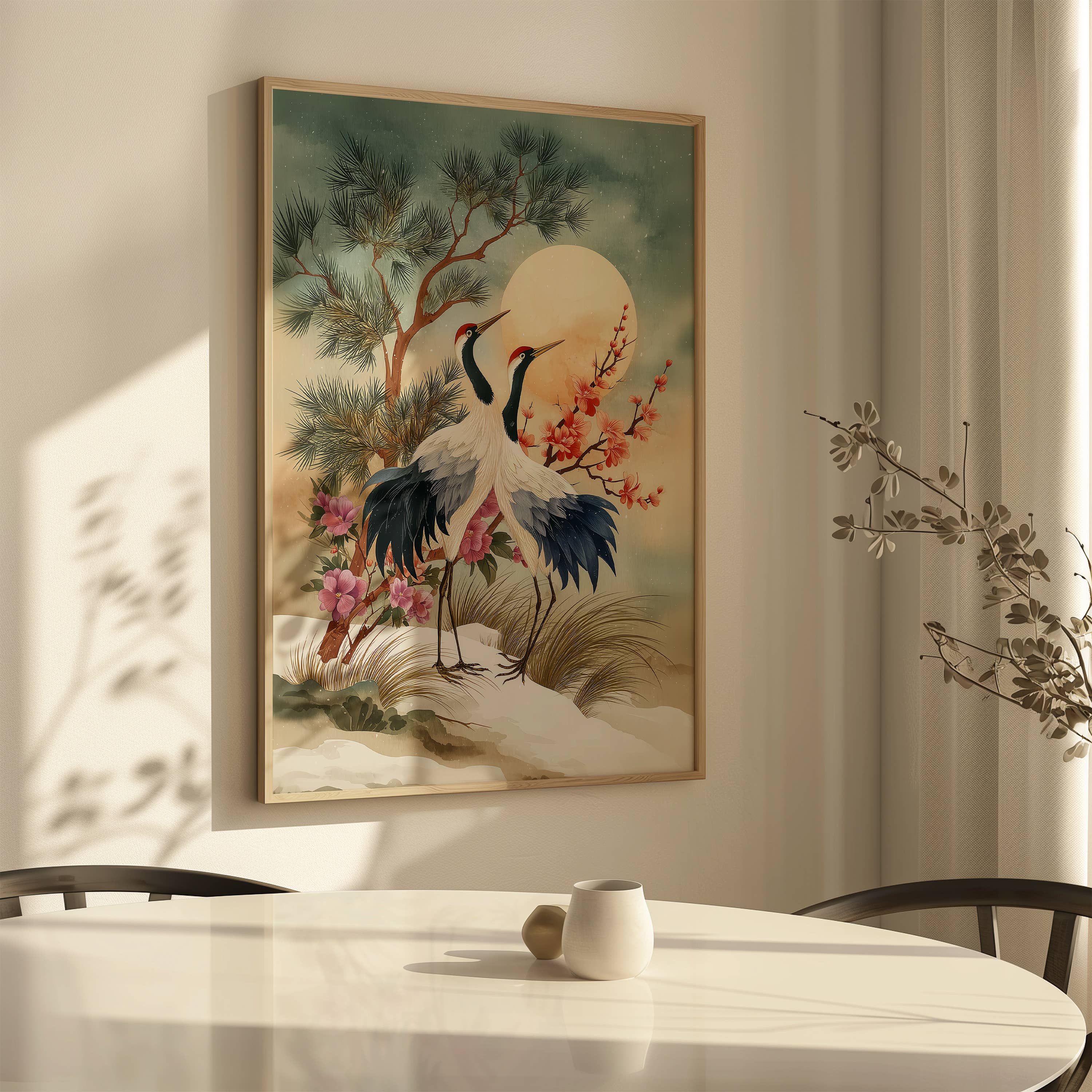 IuliiaArtPrints – wholesale Art print – Winter Red-Crowned Cranes, Japanese Snow Landscape Art Print9