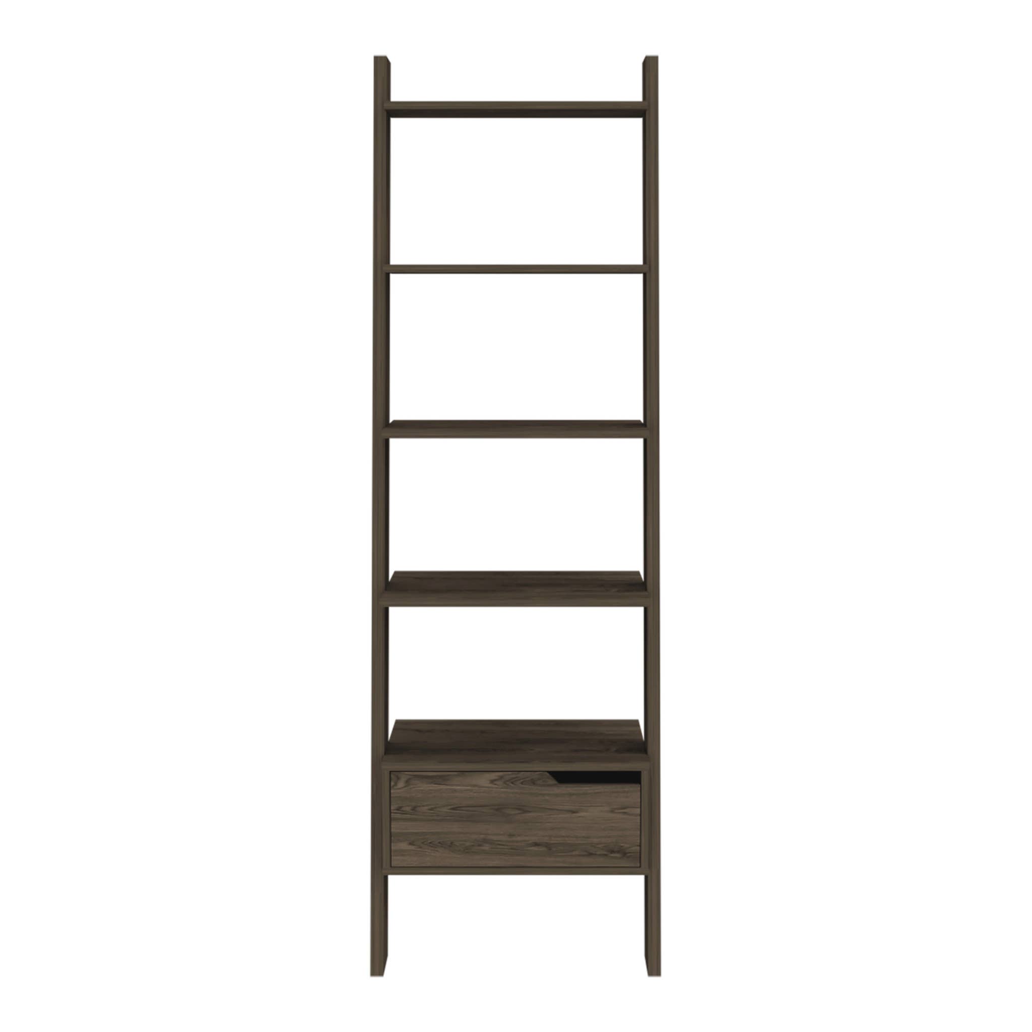 HomeRoots - Wholesale Bookcase - 70" Brown Five Tier Ladder Bookcase with A Drawer1