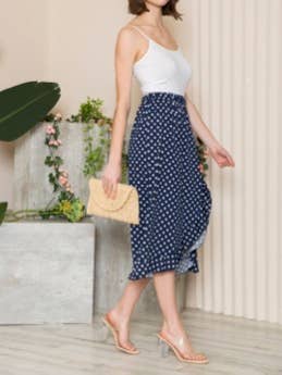 Polka Dot Skirt Ruffled Open Front Skirt for wholesale by aa24