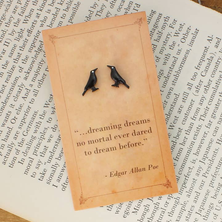 ZAD - Wholesale Stud/Post Earrings - Literary Quotes Raven Post Earrings