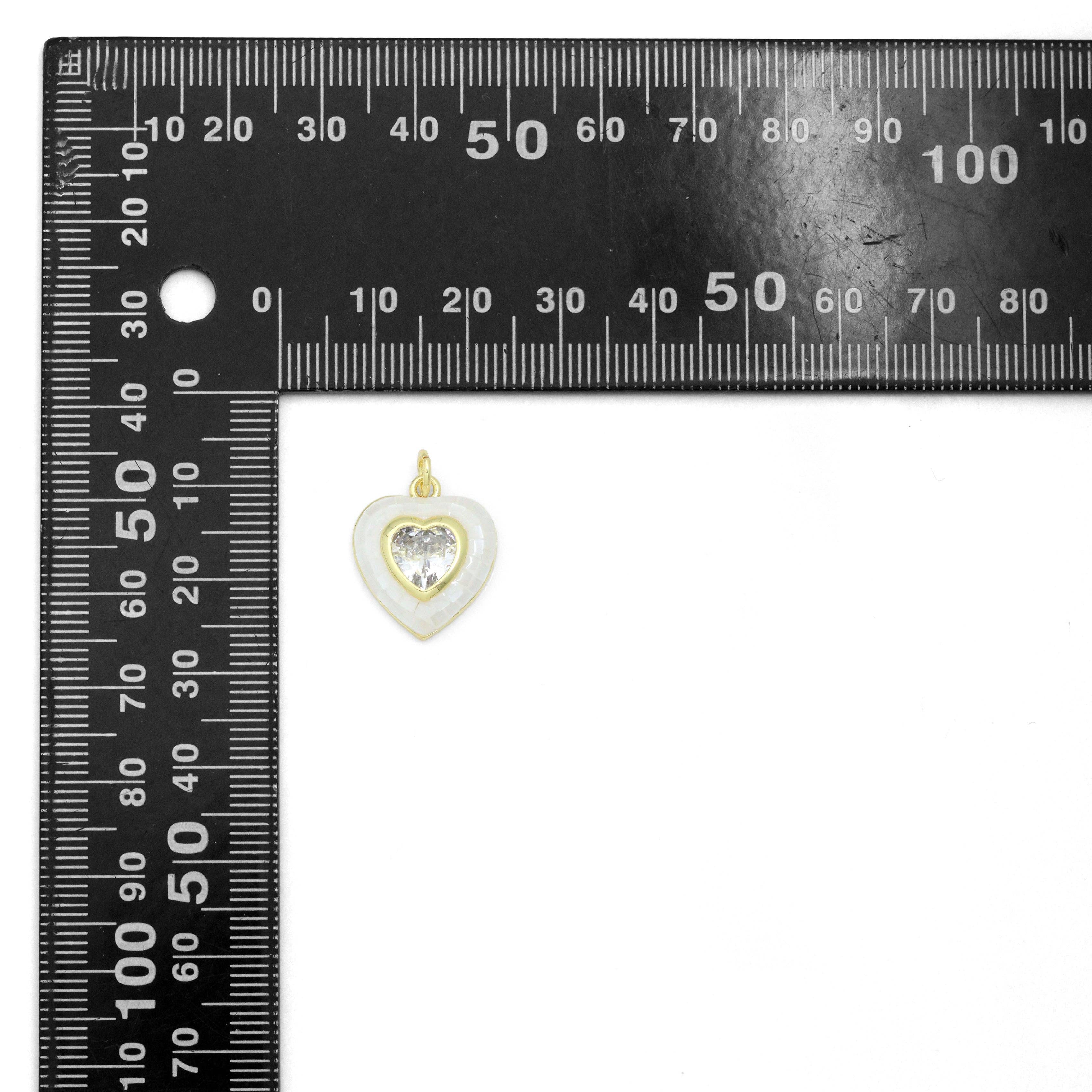 BestBeads&Beyond – Großhandel Individueller Charm/Anhänger – Weißes Perlmutt mit CZ-Zentrum Herz Herzanhänger Charm, Artikelnummer LK12821