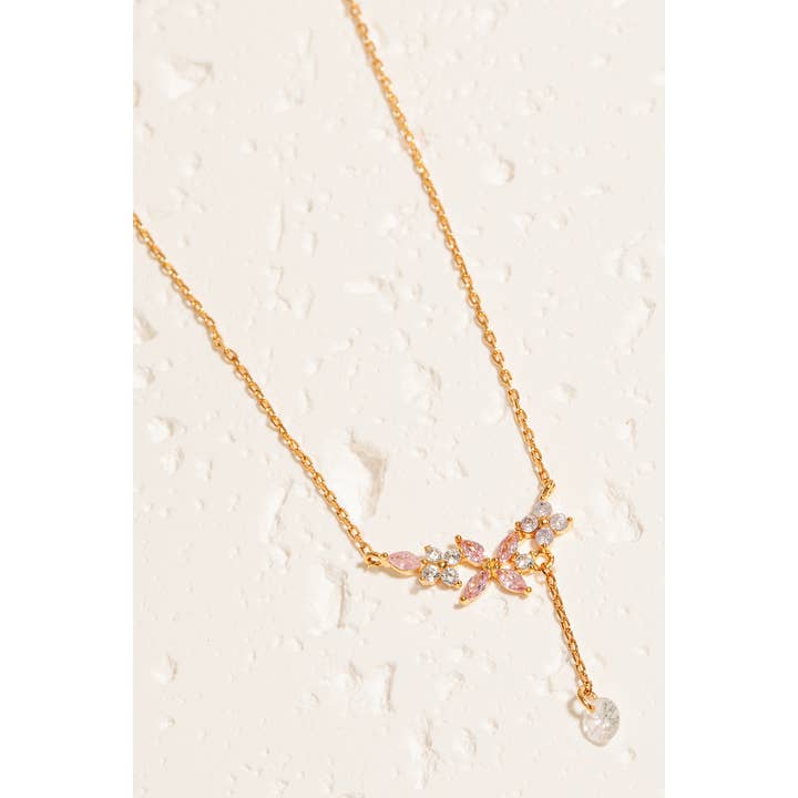 Colorful Cz Branch Y Chain Necklace for wholesale by The Looks by Fame Accessories