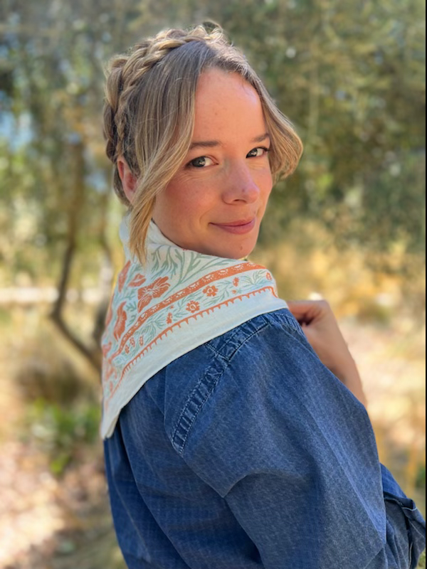 Lili Arnold - Wholesale Bandana - Women's - Organic Cotton + Hemp Bandana - California Poppy3