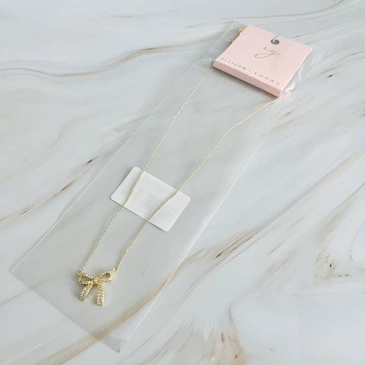 Ellison+Young - Wholesale Pendant/Charm Necklace - Simply Shine Bow Necklace