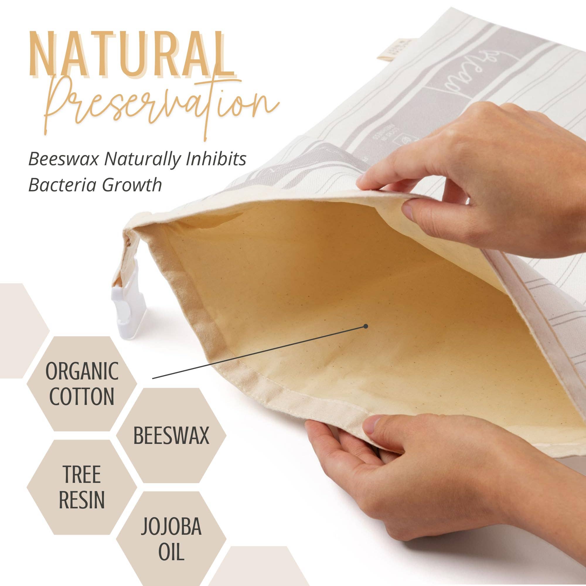 Nectar & Nest - Wholesale Food Storage Wrap/Bag - Reusable Beeswax Bread Bags for Homemade Bread & Sourdough3