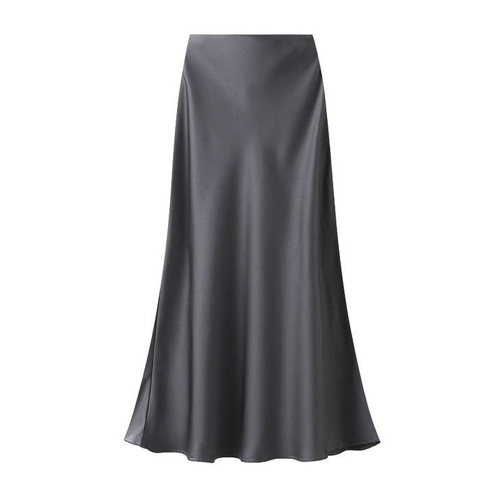 Satin Slip Skirt in Gunmetal for wholesale by Last True Angel