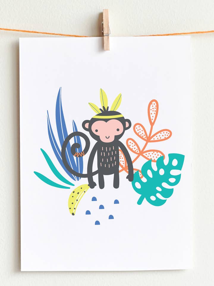 Cheeky Monkey Art Print for wholesale by Michele Payne