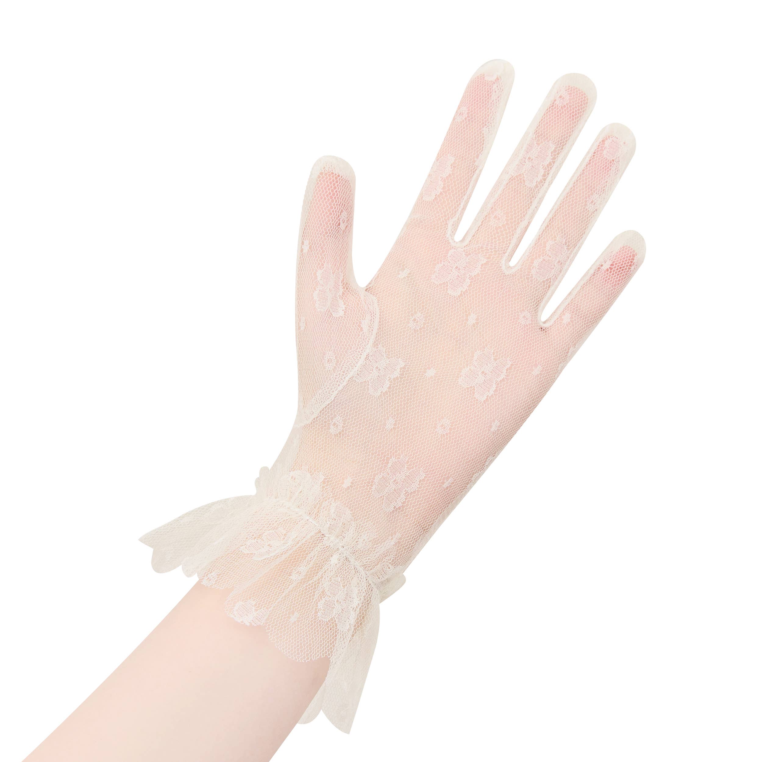 Floris Linens - Wholesale Gloves - Women's - Nylon Gloves with Ruffles for Bridal, Formal Occasion5