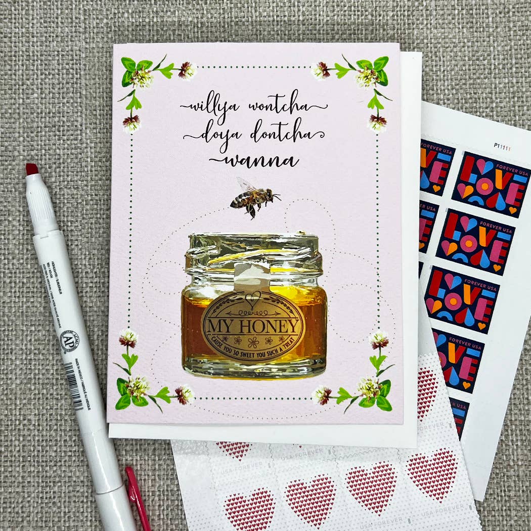 The Red Barn Press – wholesale Valentine's Day card – Valentine Card | Sweet Bee and Honey Valentine's Card3