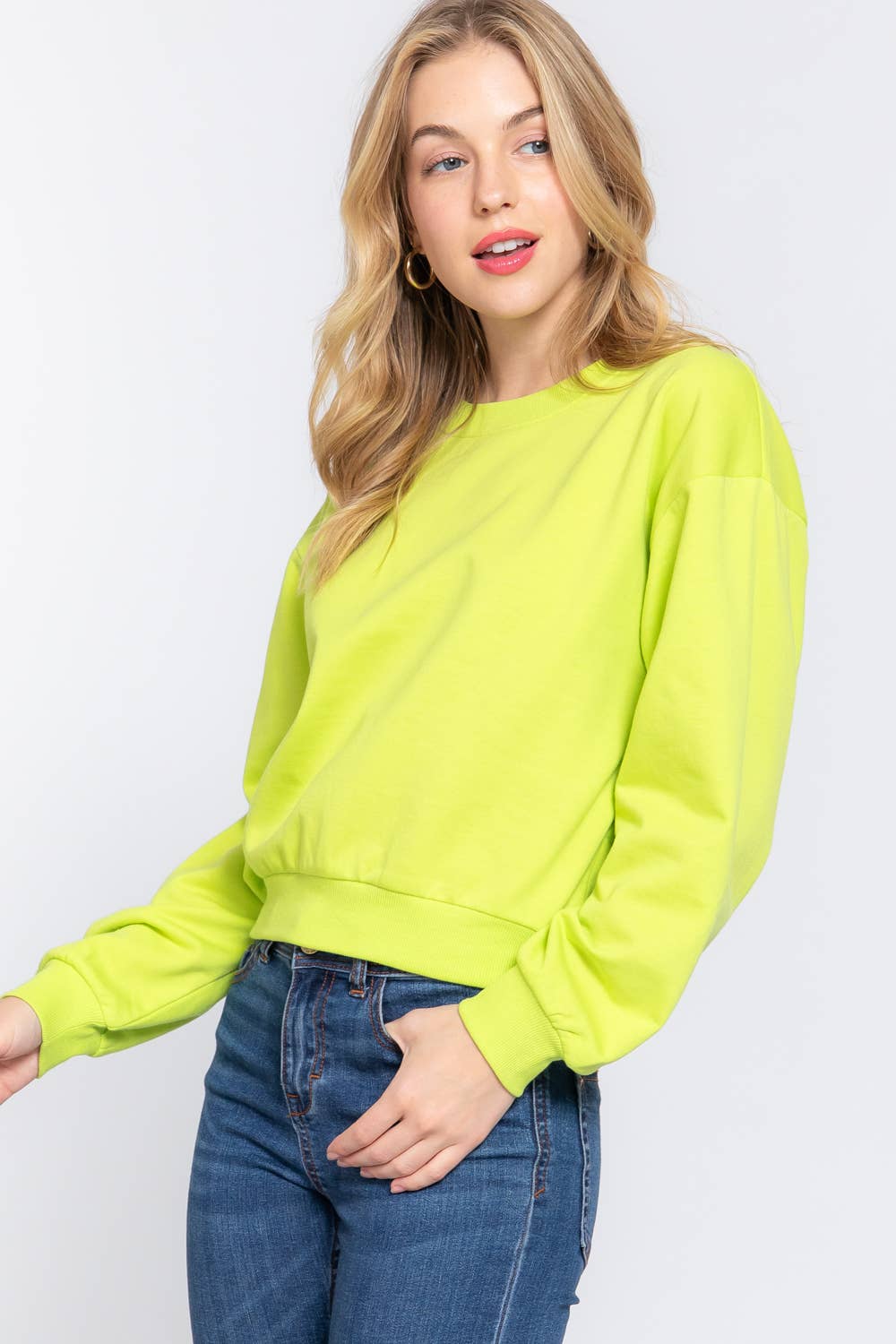 Active Basic | Active USA – Engroshandel Sweatshirt - Dame – Crop sweatshirt med rund hals og lange ærmer35