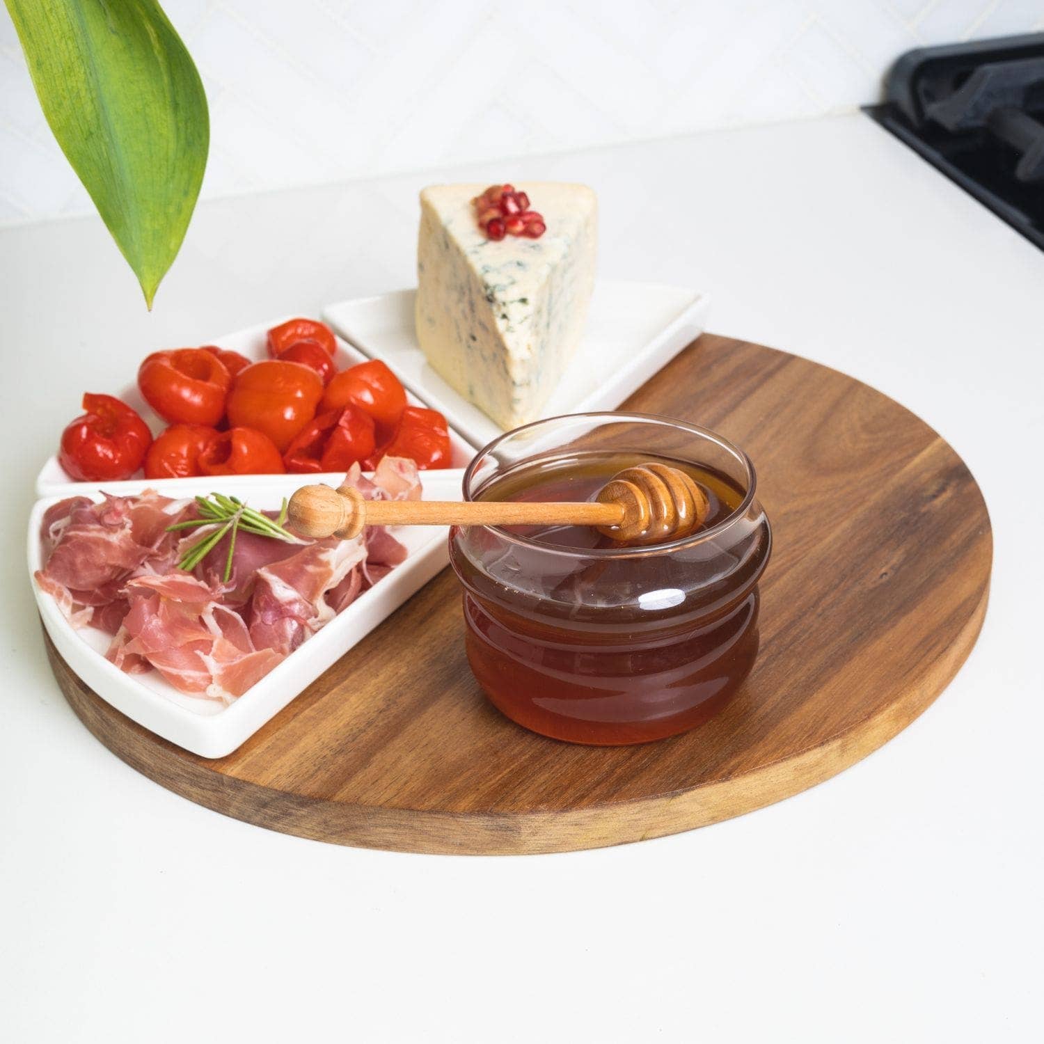 Sophistiplate - Wholesale Honey Pot - Glass Honey Jar & Dipper With Birch Wood | 250 ml1