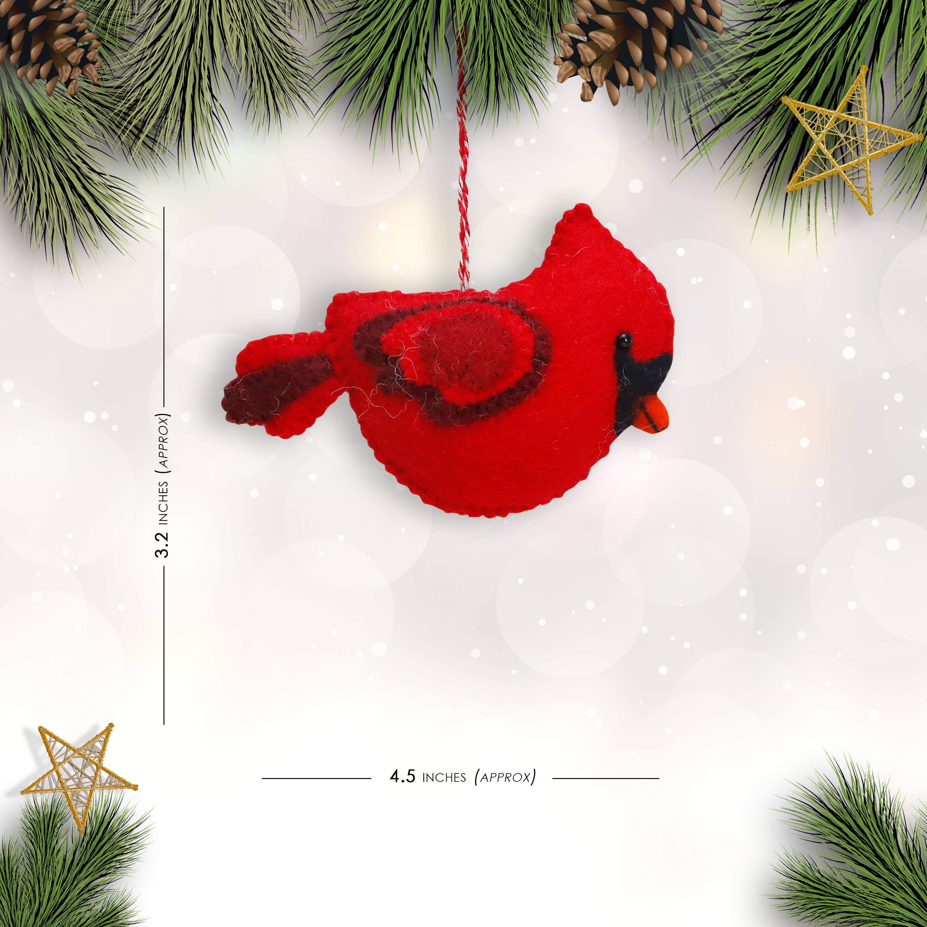 Mr. Ellie Pooh - Wholesale Ornament - Felt Ornament Cardinal1