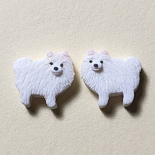 Spitz Dog Earrings • Cute Pomeranian Jewelry for wholesale by NoomCottageClay