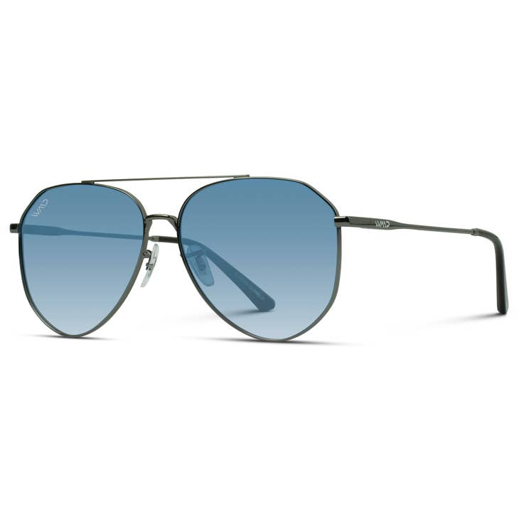 WMP Eyewear Geometric Metal Frame Aviator Polarized Sunglasses - Gold  Frame/Black Lens