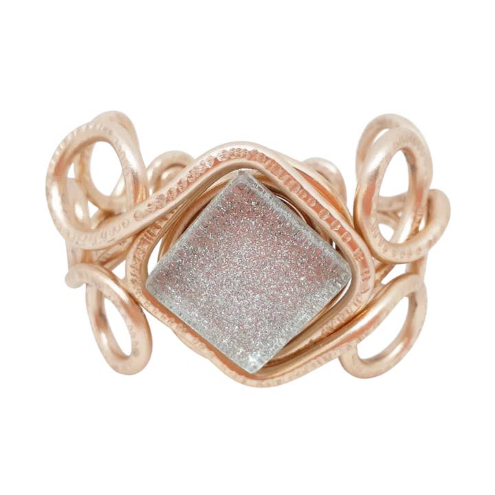 hamrad armband i roséguldfärgad aluminium och glas för wholesale av Queen Mary Flower