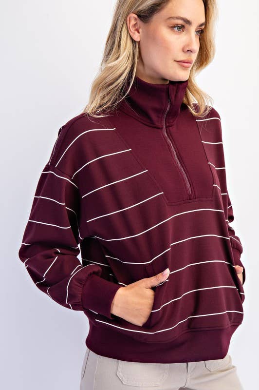 Sunday Morning - Vente Sweat-shirt – femme - T7299PL37 PULL À COL MONTANT À RAYURES ET FERMETURE ÉCLAIR DE GRANDE TAILLE 22