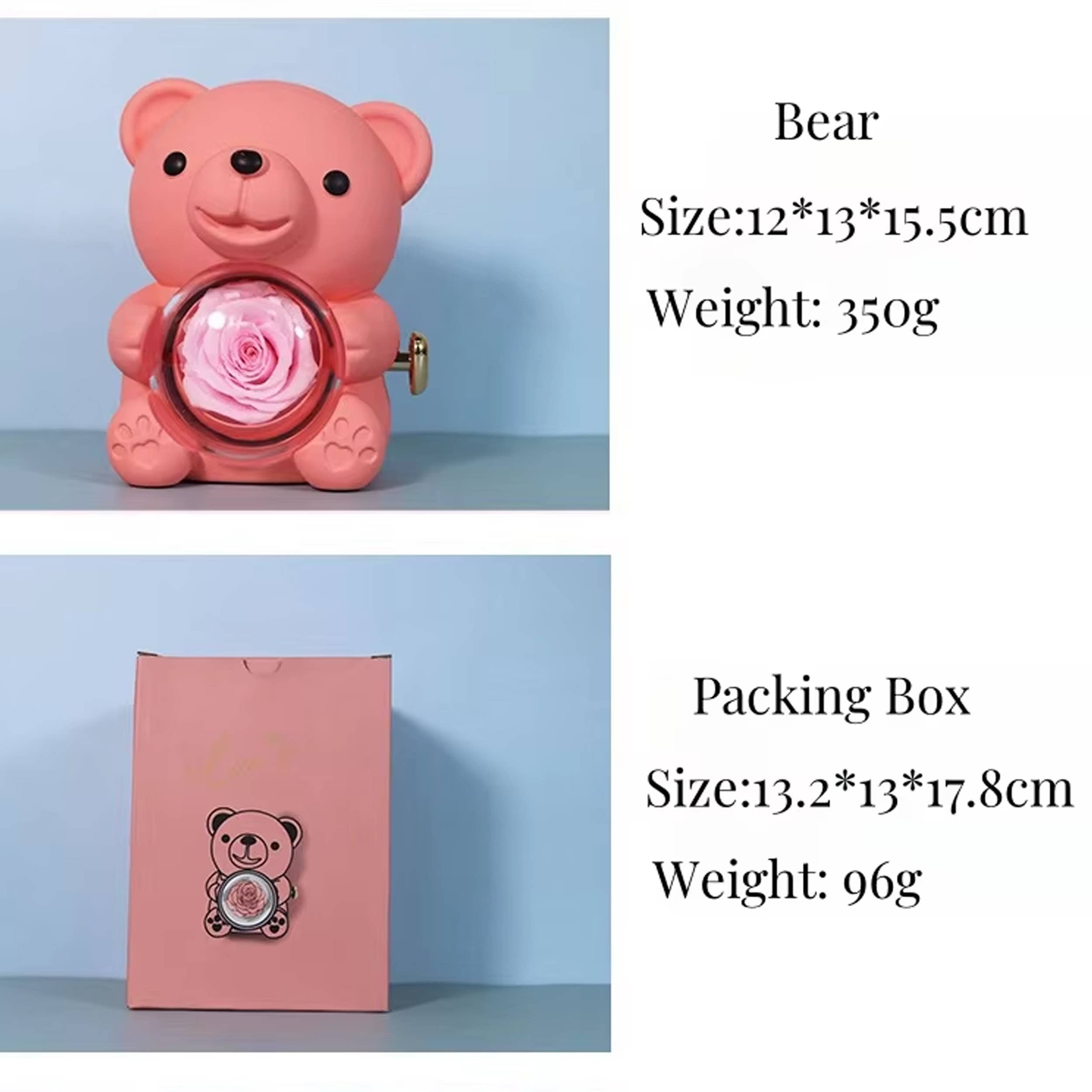 La Bella Monte - Wholesale Decorative Tabletop Object - Preserved Rotating Rose Bear Gifts For Home Decor - Assorted3