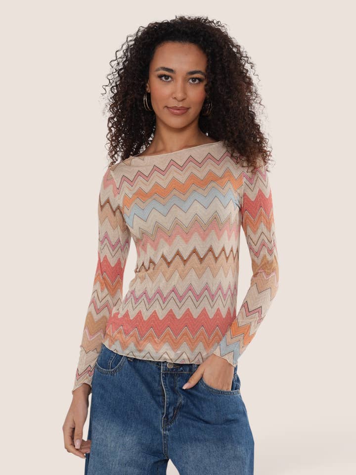 Super Soft Chevron Cashmere Layering Top for wholesale by Terminal 1 Clothing