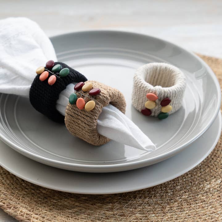 India Handicrafts Inc - Wholesale Napkin ring - Beaded Jute Napkin Ring6