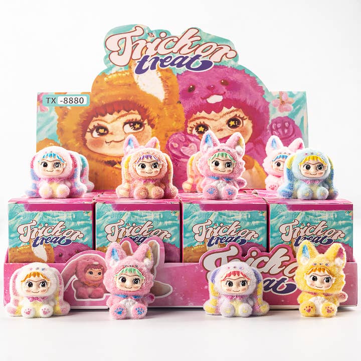 Flocked Mini Labubu Wakuku Blind Box 12pcs Set for wholesale by Sparkling Extras