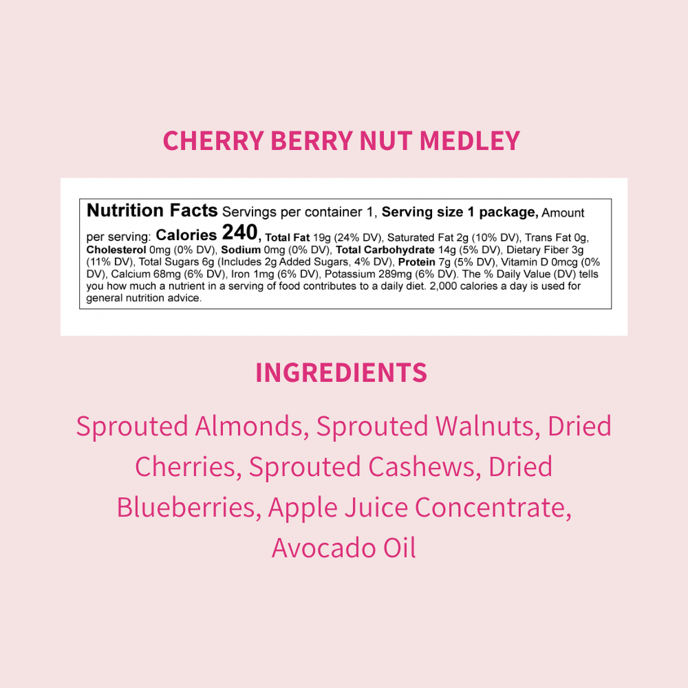 Daily Crunch - Wholesale Trail Mix - Cherry Berry Sprouted Nut Medley, 1.5oz Single Serve3