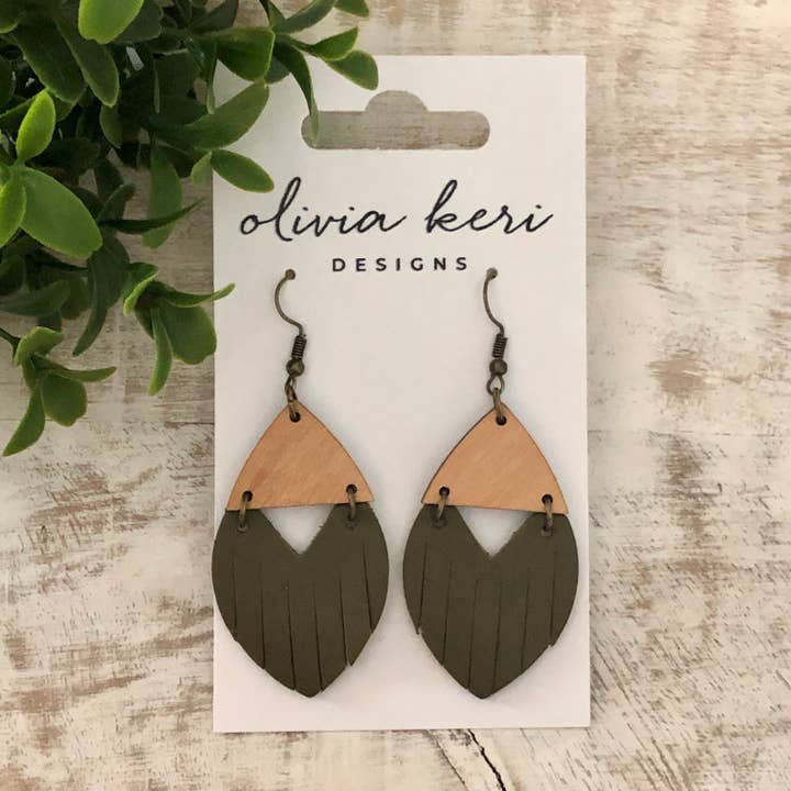 Olivia Keri Designs - Wholesale Dangle Earrings - Josie - Olive1