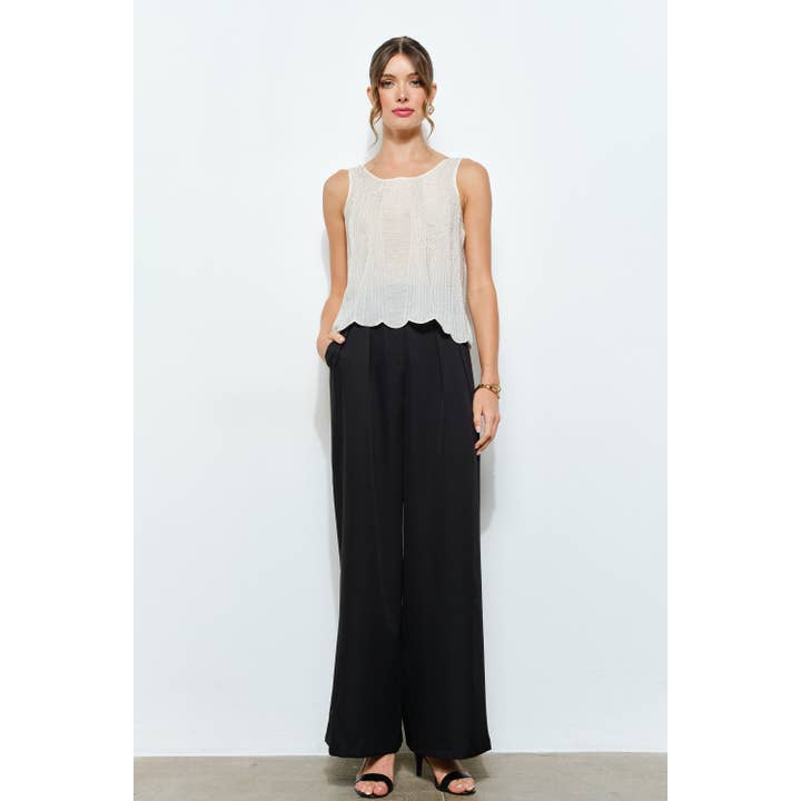 INA - Wholesale Blouse - Women's - All Over Beaded Scallop Hem Sleeveless Top3