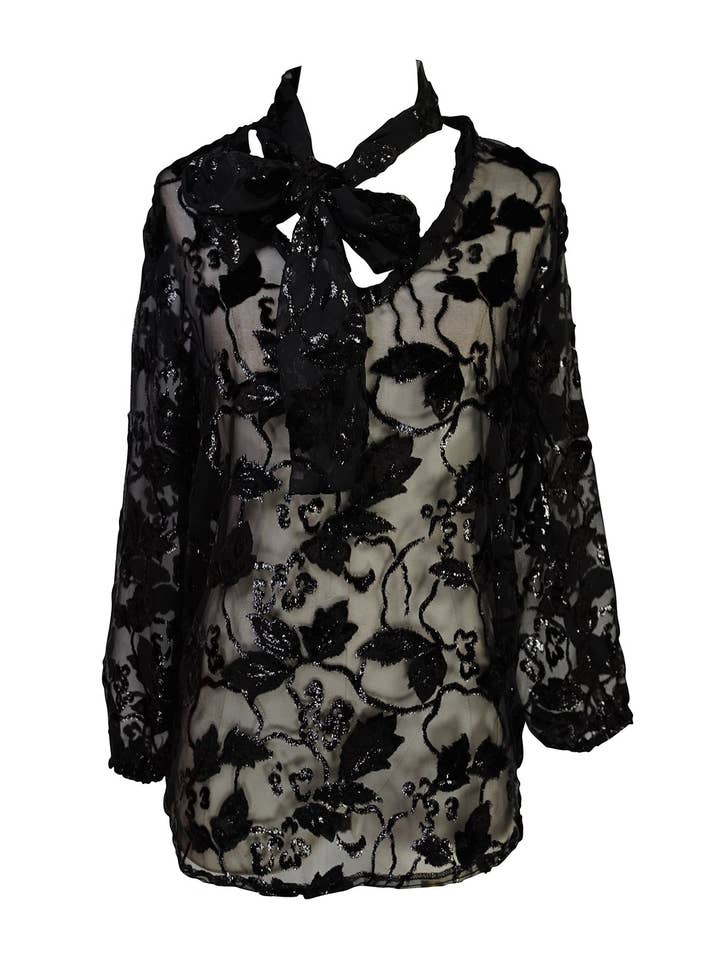 Jennafer Grace - Wholesale Blouse - Women's - Shimmer Lace Tie Front Blouse9