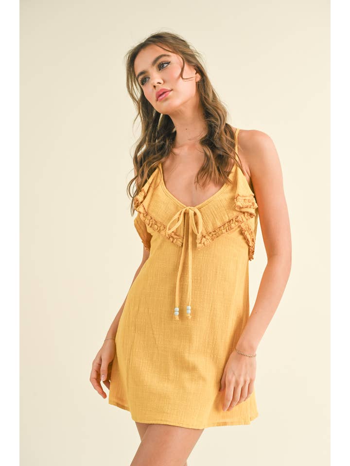 Klesis - Vente Robe – femme - ID6451 ROBE VOLANTÉE AVEC BRETELLES ET DOS CROISÉ