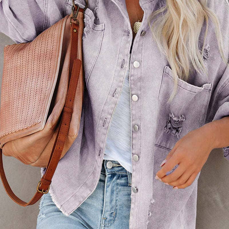 SALINA TRADING INC - Wholesale Denim Jacket - Women's - Women Autumn Winter Vintage Colored Denim Jacket7