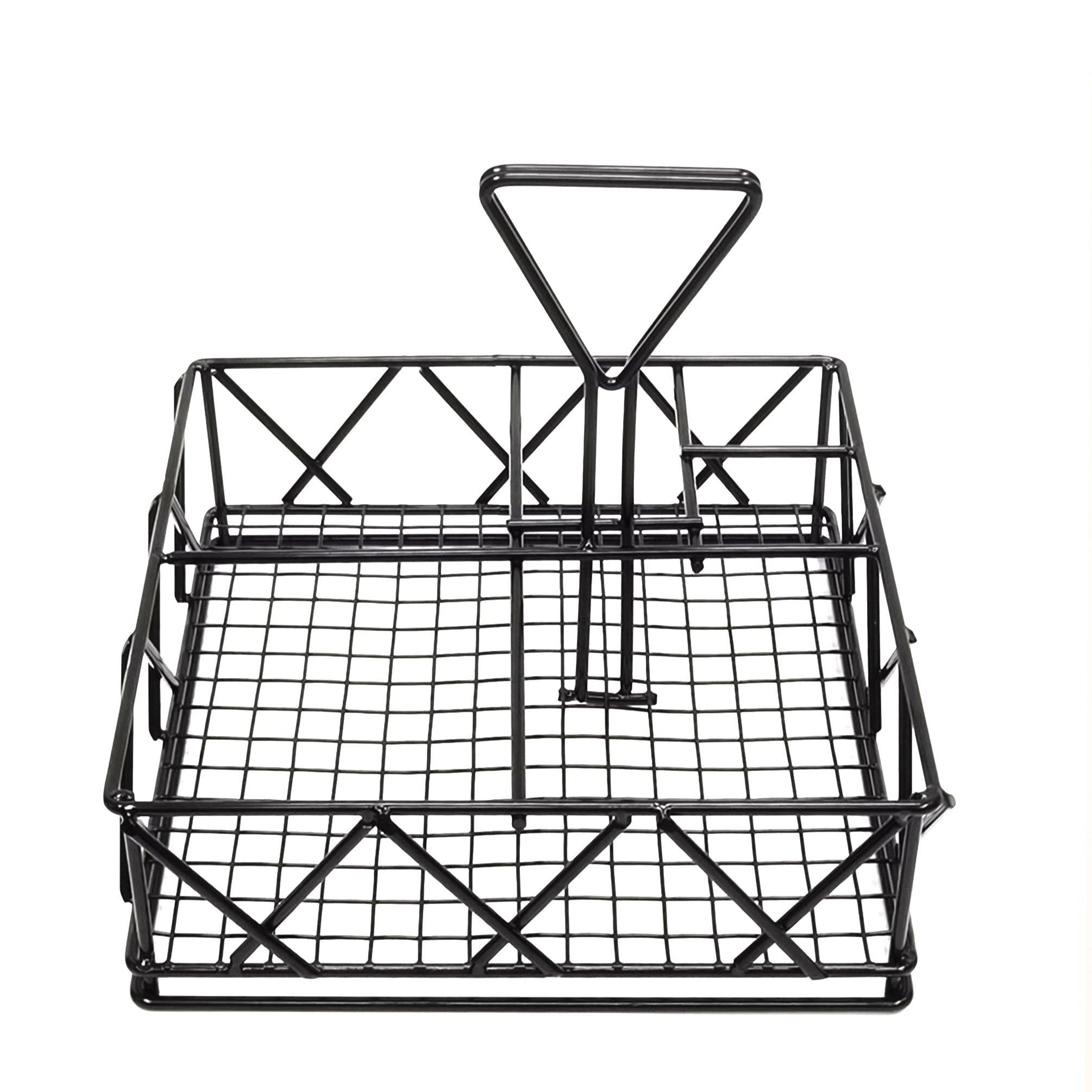 FIXTUREDISPLAYS - Wholesale Sausjes/dipschaal - 8X8X7" Draad Condiment Caddy Tafelblad Zout Peper Ketchup Fles Organizer 1969411