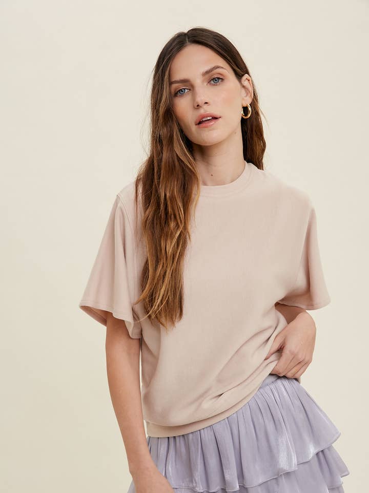 NATURAL LIGHTWEIGHT FRENCH TERRY TOP / WL23-7552 for wholesale on Faire0