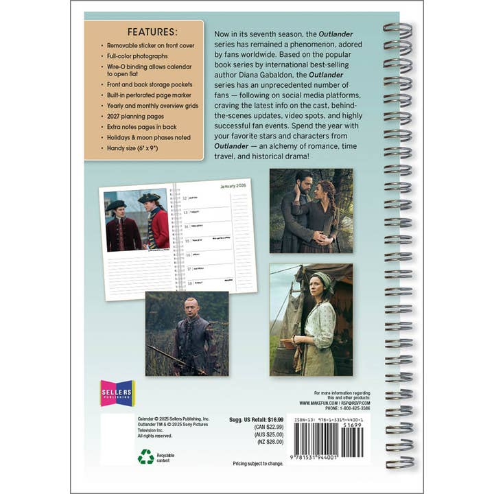 BrownTrout Publishers - Wholesale Planner - Outlander 2026 Diary1