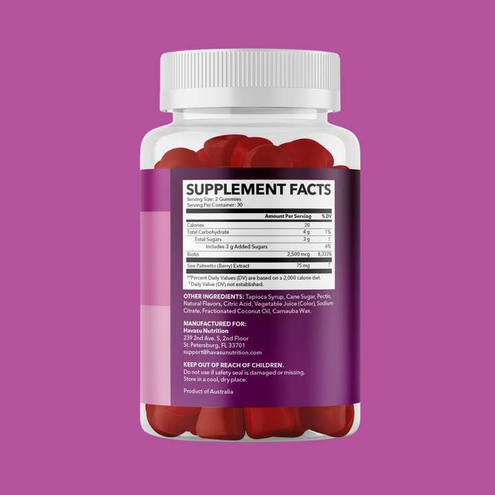Havasu Nutrition - Wholesale Oral Supplement/Vitamin - Saw Palmetto + Biotin Gummies - Hair, Skin and Nails Gummies3
