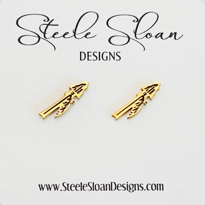 Steele Sloan Designs - Wholesale Stud/Post Earrings - FSU Fear the Spear Logo Earrings Florida State Gift