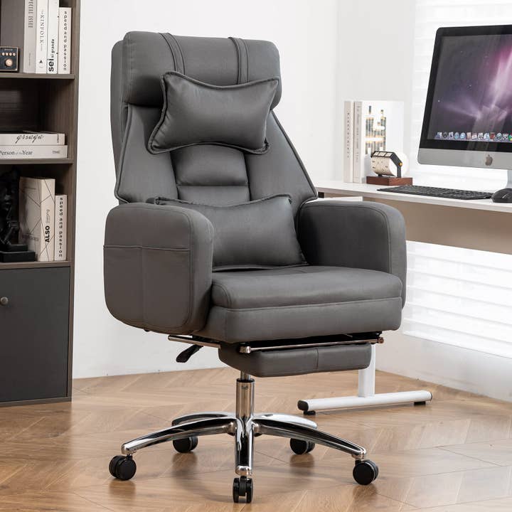 Chaise de bureau ergonomique pivotante, soutien lombaire, gris foncé pour la vente par HOMYCASA DESIGN INC