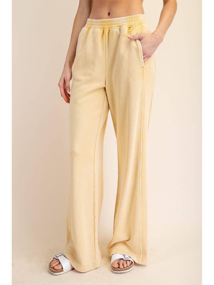 MINERAL WASHED RIBBED SIDE WIDE PANT for wholesale by Rae Mode