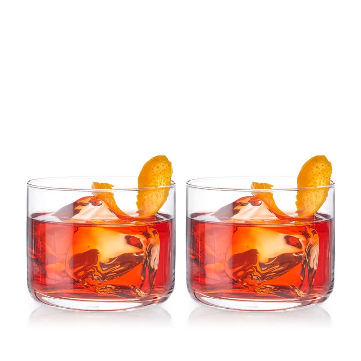 Viski - Wholesale Cocktail/Liquor Glass - Rayeâ„¢ Crystal Lowball Negroni Glasses - Set of 2 by Viski