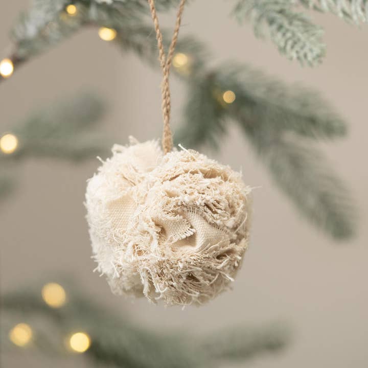 Clara Natural Fabric Scandi Hanging Bauble for wholesale by Bollywood Christmas