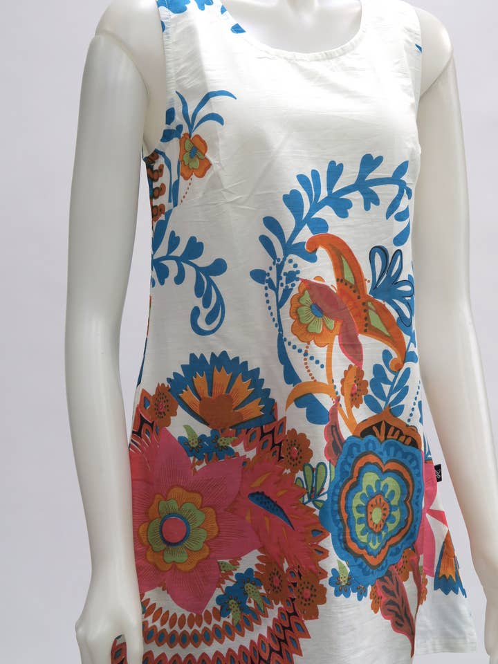 HI-T21261-WH Top Smanicato Floreale Cambric per la vendita all'ingrosso da parte di Leopards & Roses