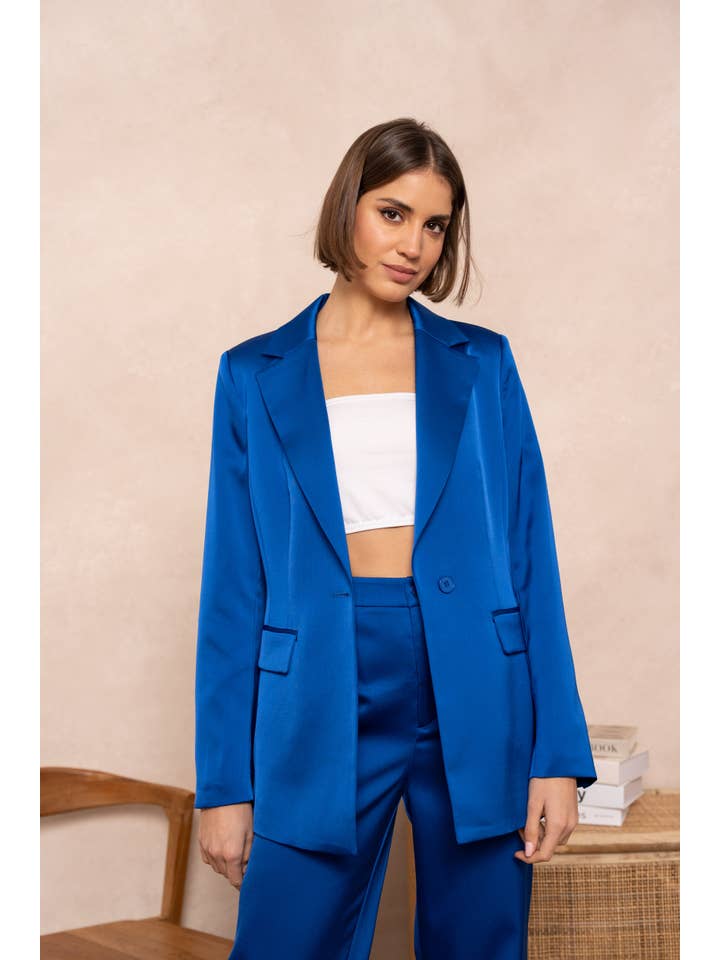 Attentif Paris - Vente Veste de tailleur – femme - Veste cintrée unie en satin25