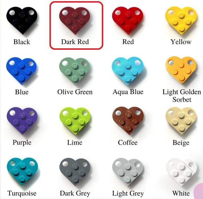 Nans Tees - Vente Porte-clés – unisexe - Ensemble de porte-clés LEGO Bricks en forme de cœur assorti3