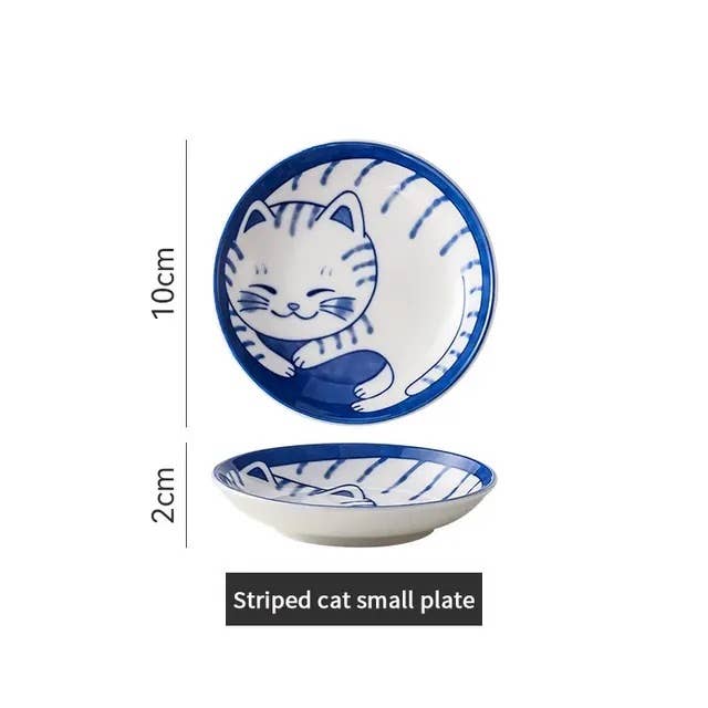 Homerely (We Cover All Import Duties) - Wholesale Dinner Plate - Japanese Style Cat Pattern Ceramic Dish Plate2