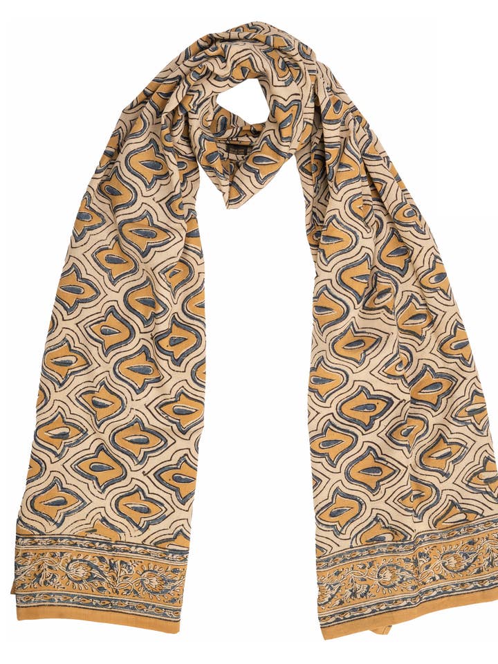 600-039 "Cotton Scarf" - Hand Block Printed for wholesale by White Lotus Fashions