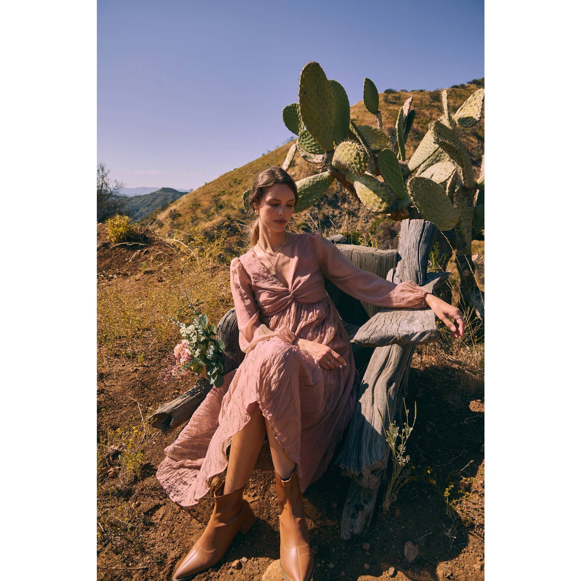 KEEP IT DREAMY IRIDESCENT MAUVE TWISTED BUST MAXI DRESS for wholesale on Faire6